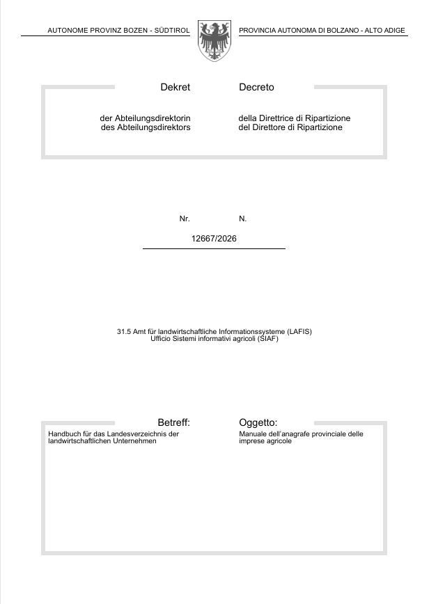 Manuale dell’anagrafe provinciale delle imprese agricole