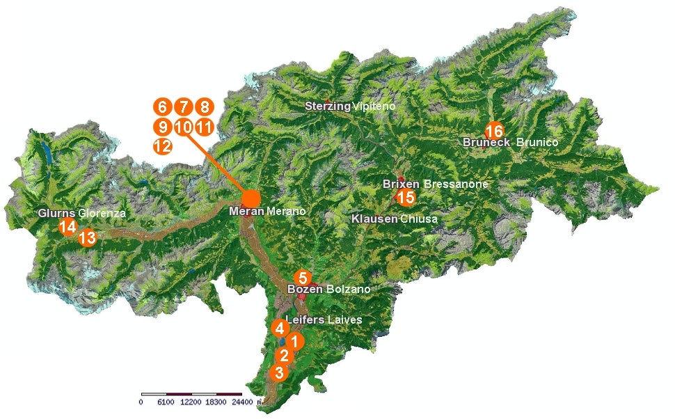 Cartina dei poderi dell'Agenzia Demanio provinciale - Azienda agricola
