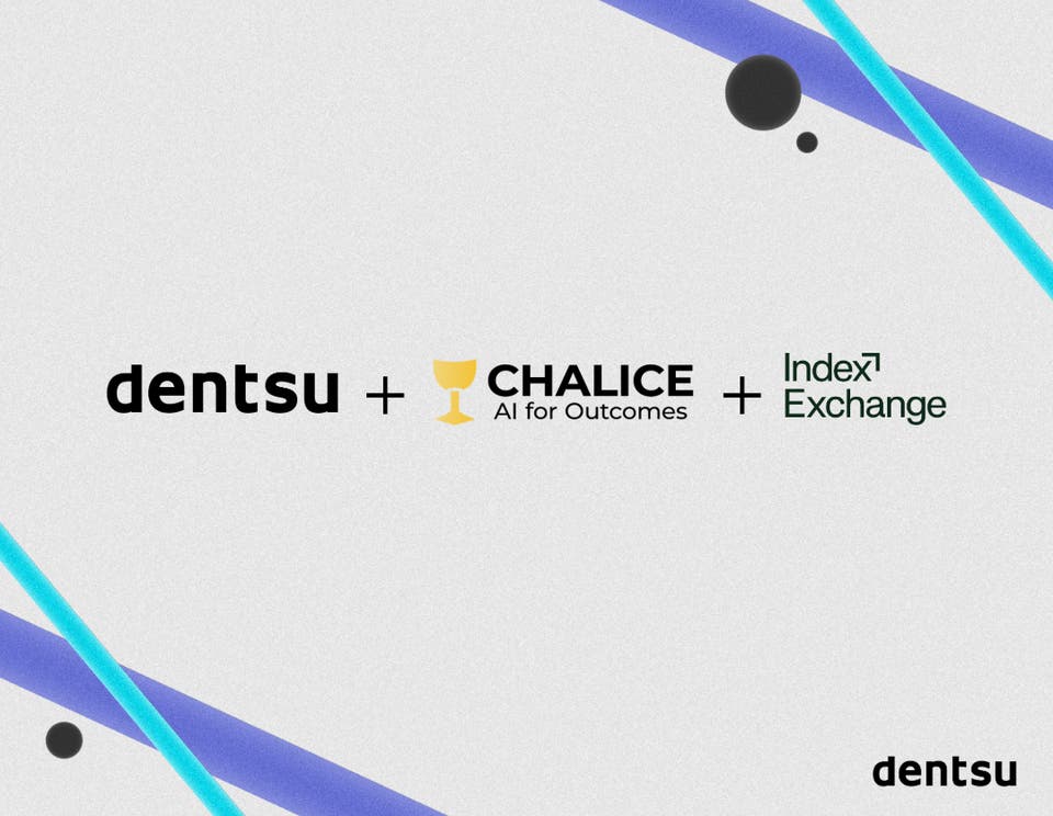 dentsu, Chalice and Index Echange logos on a grey background