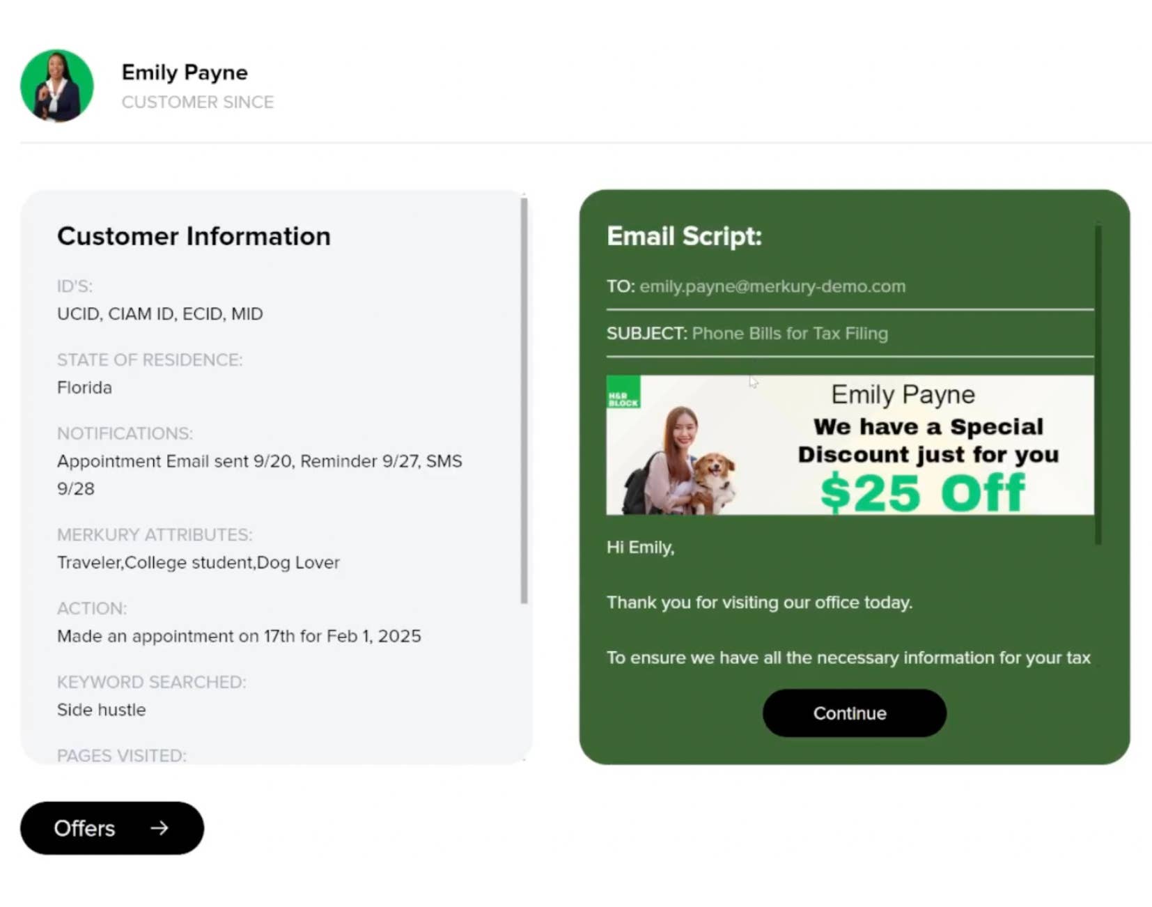 Creating a hyper-persoinalized email for a college student & dog lover who loves to travel