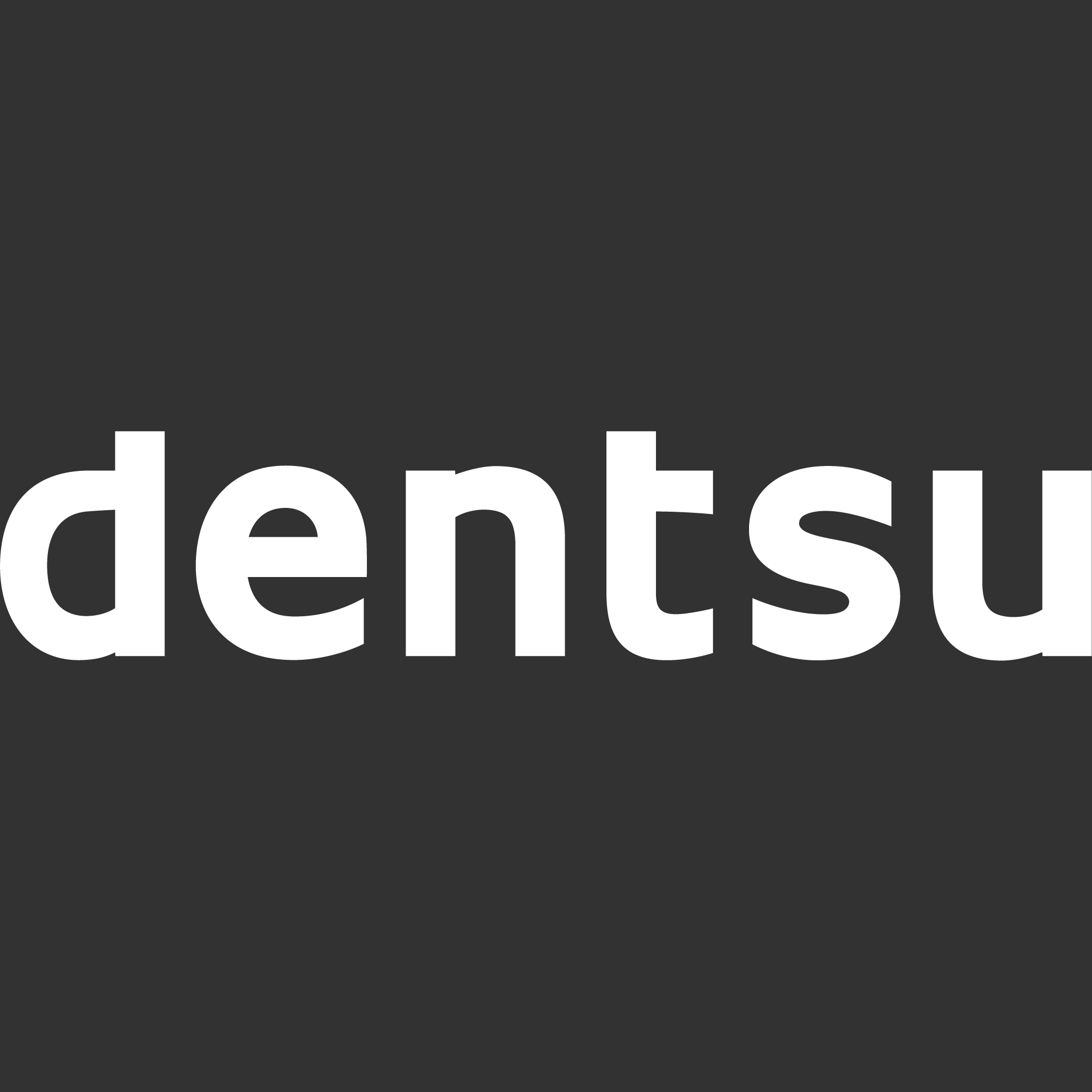 White dentsu logo on a black background