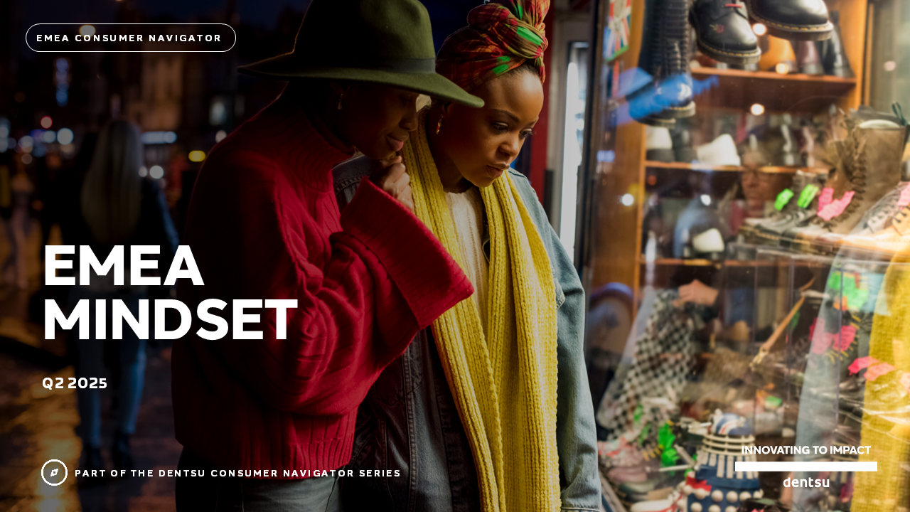 EMEA Mindset report front cover which shows a black couple looking in a shop window. 