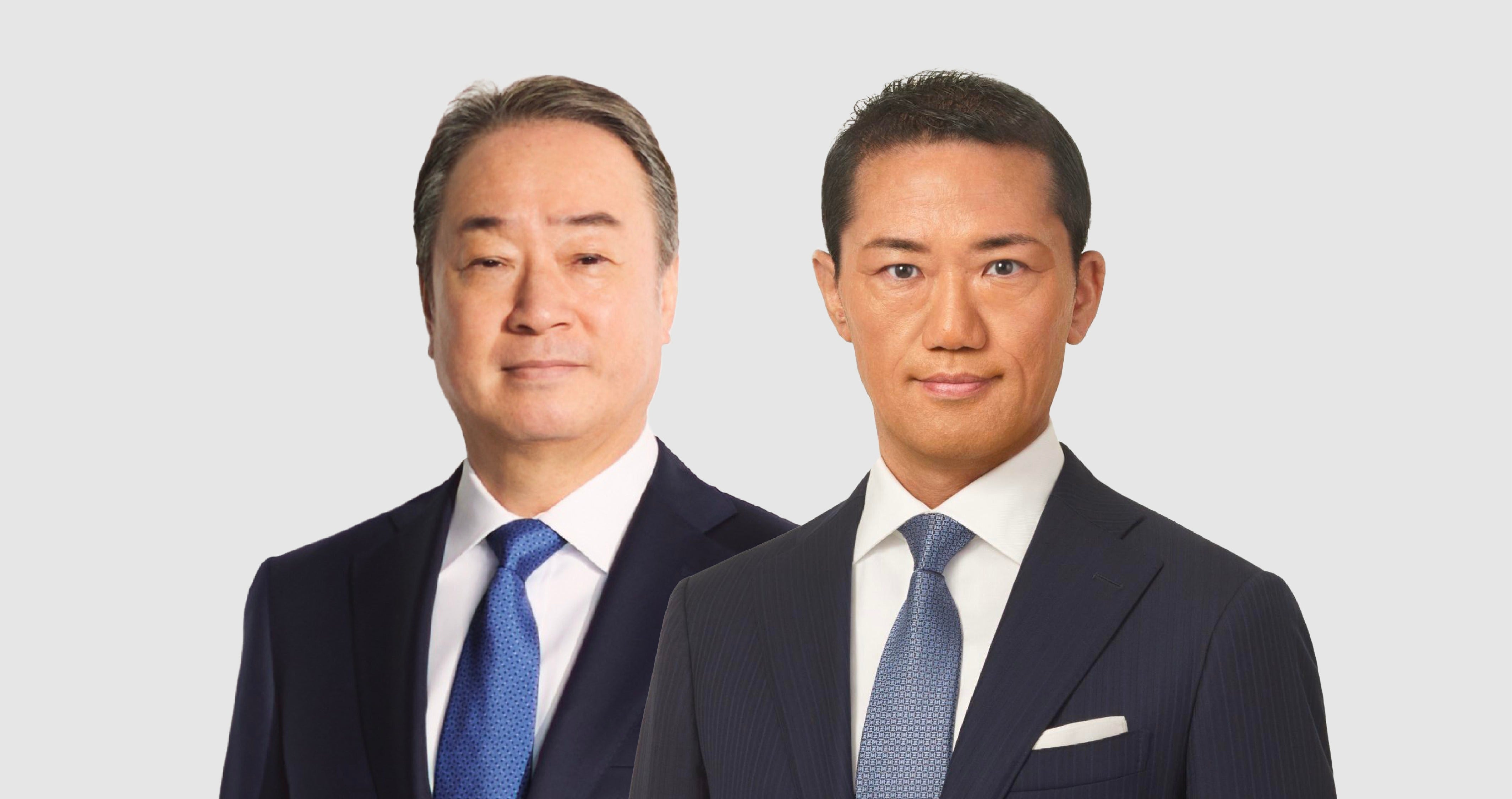 Headshots of Hiro Igarashi on the left and Takeshi Sano on the right on a grey background