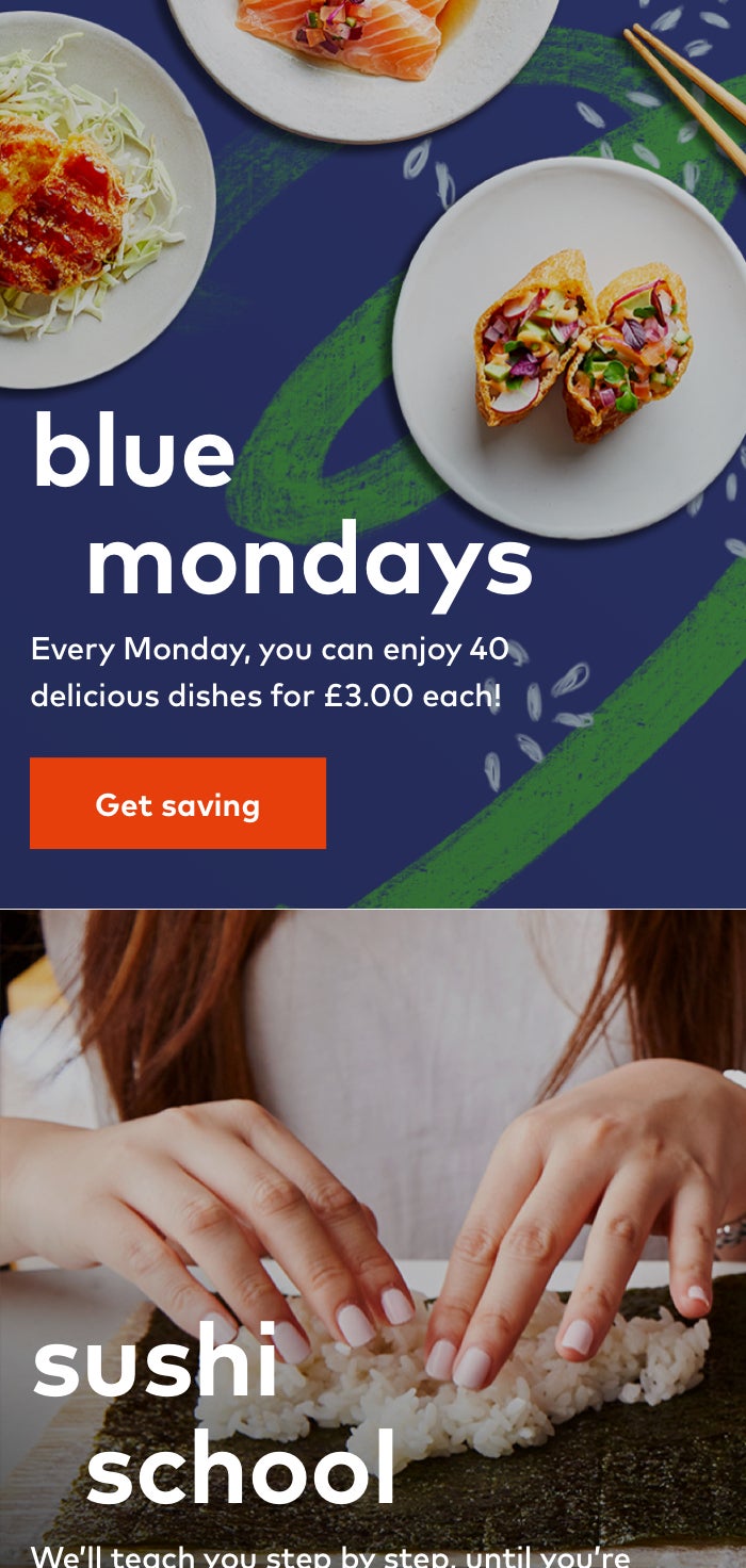 YO! blue mondays page design