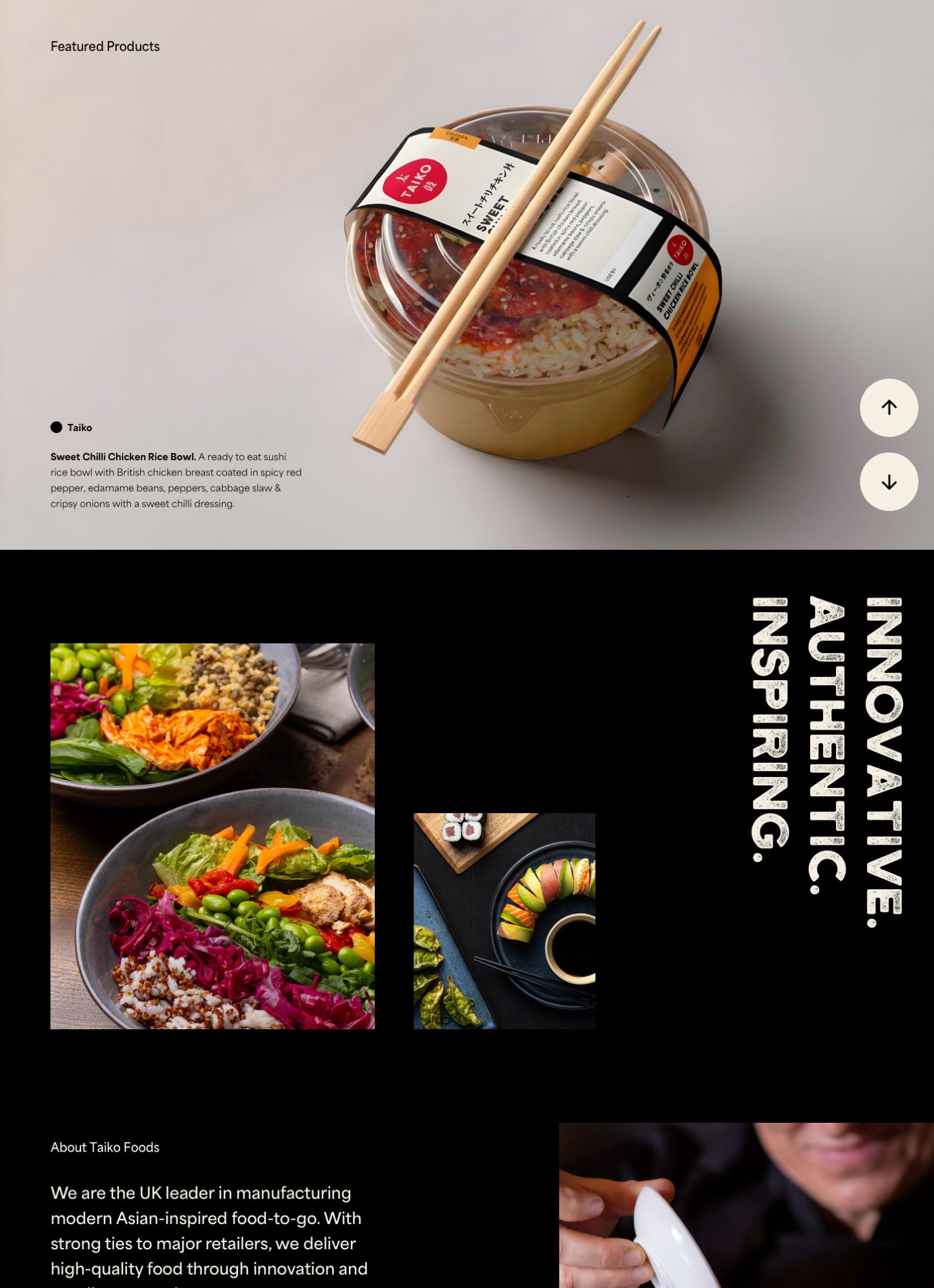 Taiko Food Desktop Website View