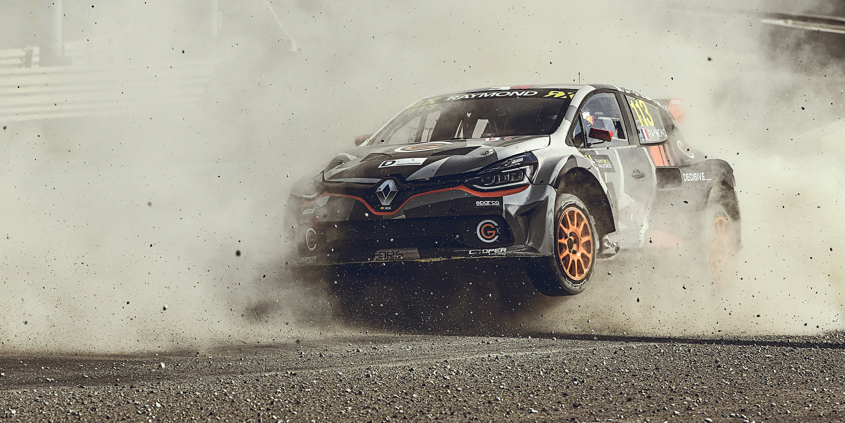Rally car on gravel track