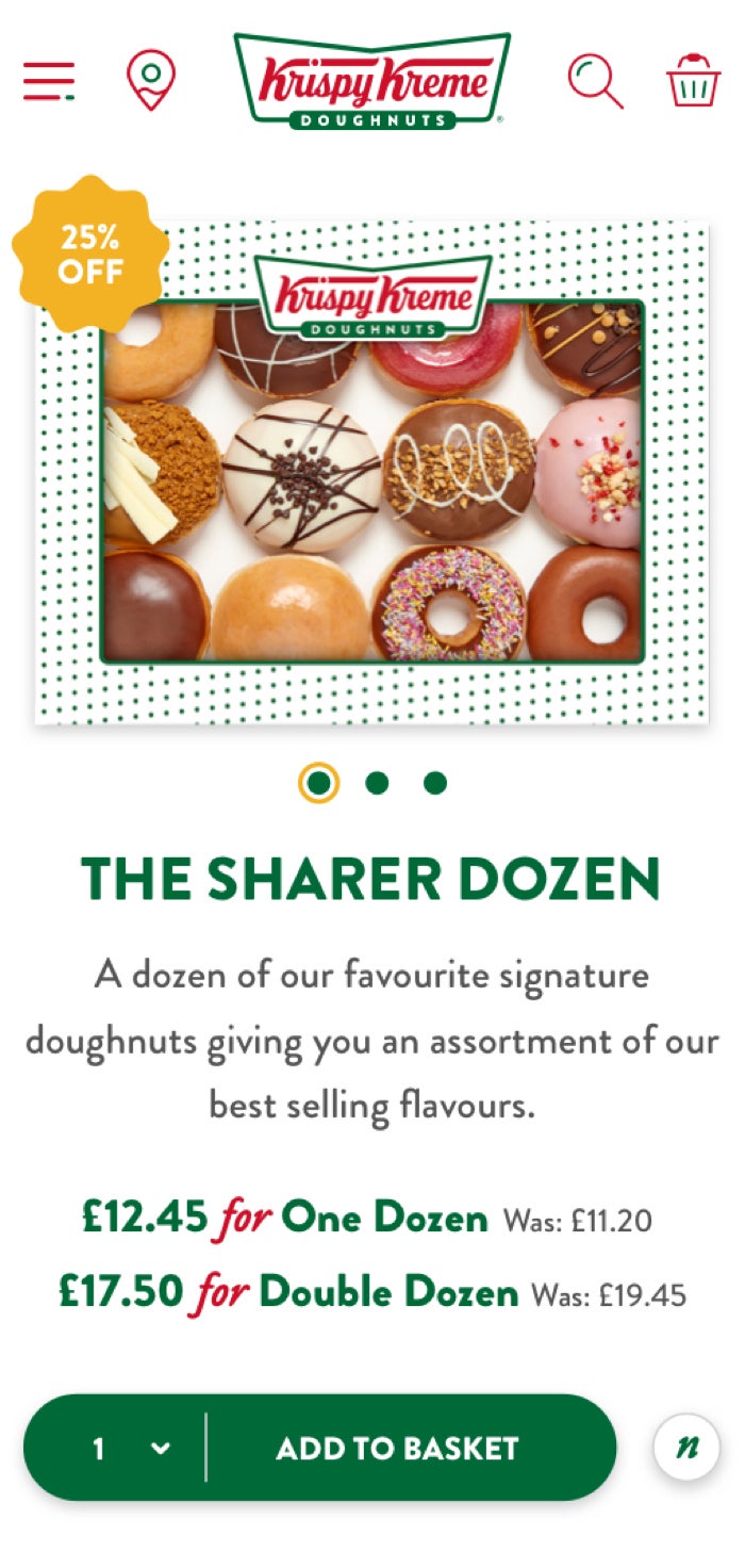 Krispy Kreme product page design