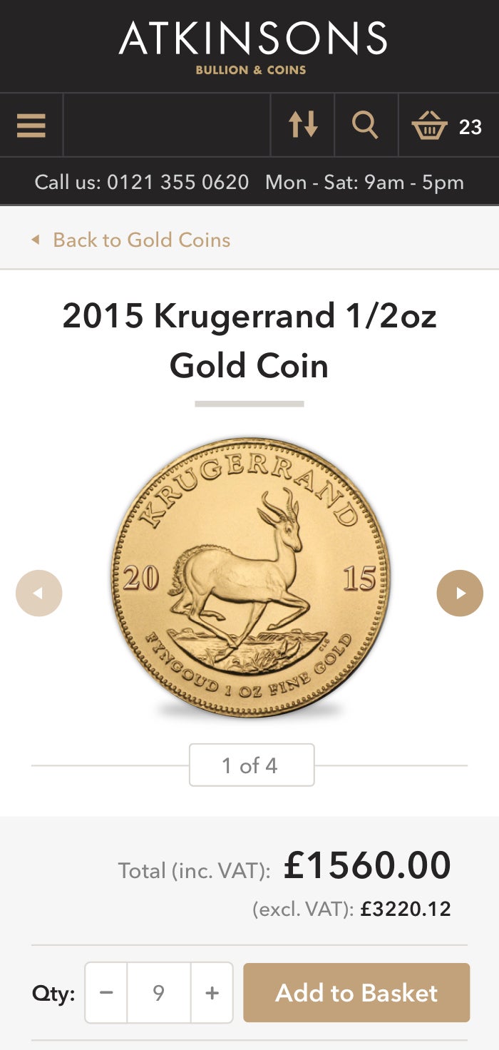 Atkinsons Gold standard eCommerce for bullion experts Ridgeway