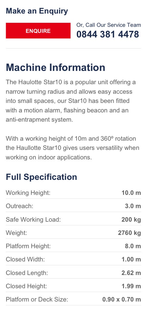 Nationwide Platforms product page details design