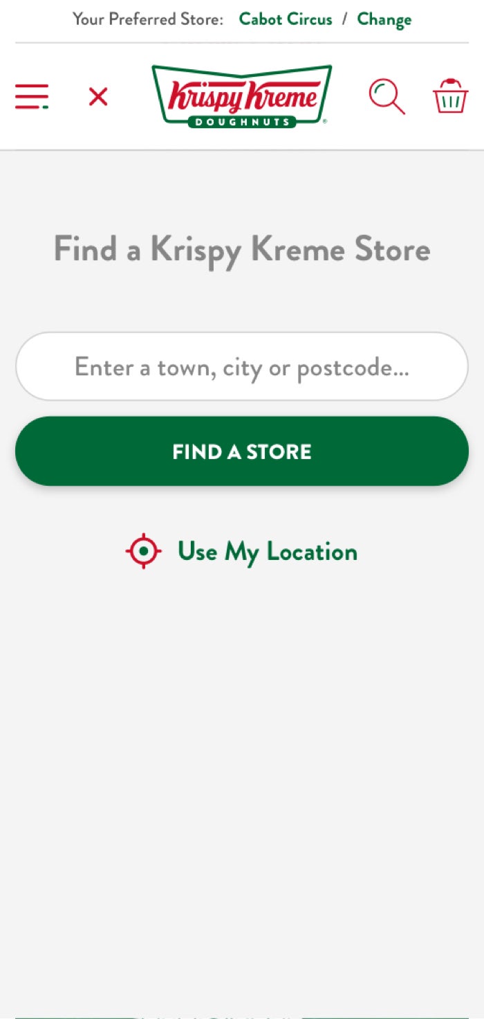 Find a Store mobile design for Krispy Kreme