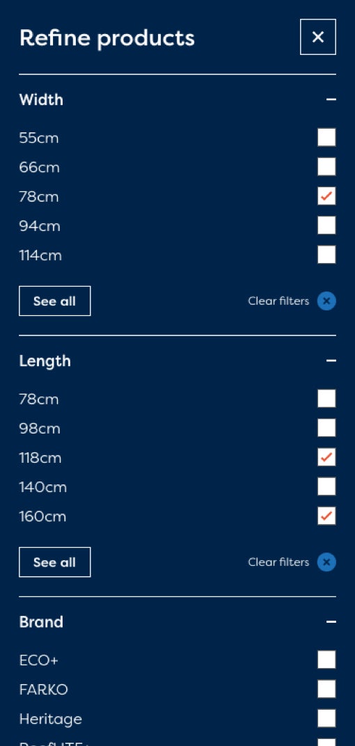 Sterlingbuild product listing filter