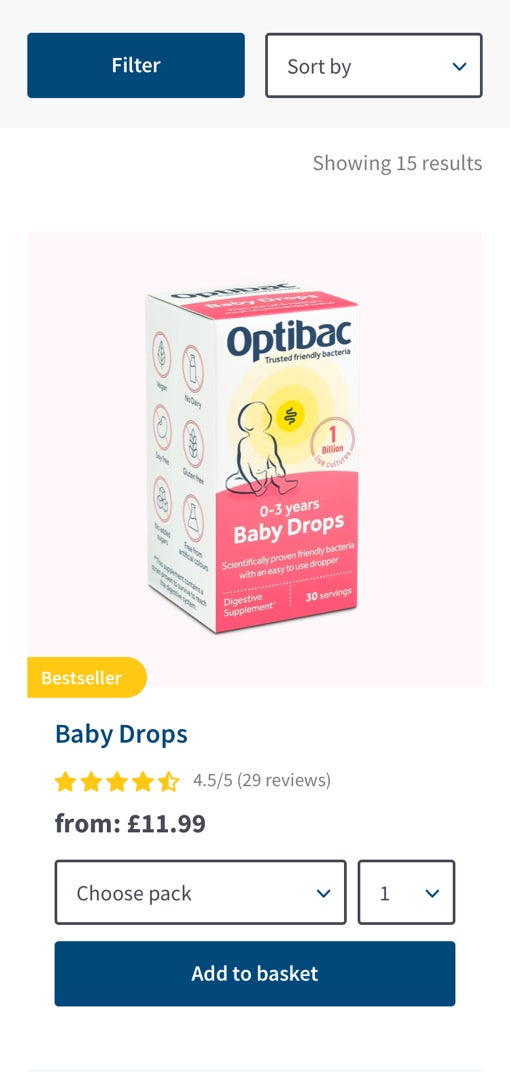 Optibac product page design