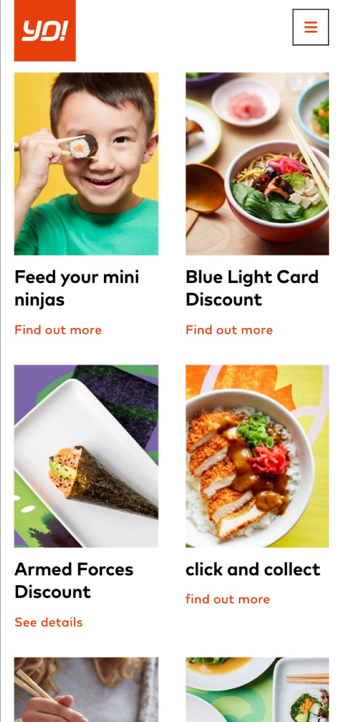 YO! web page design for mobile