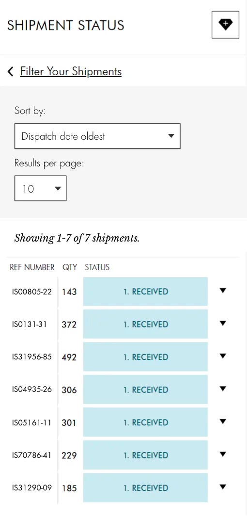De Beers client portal shipment status