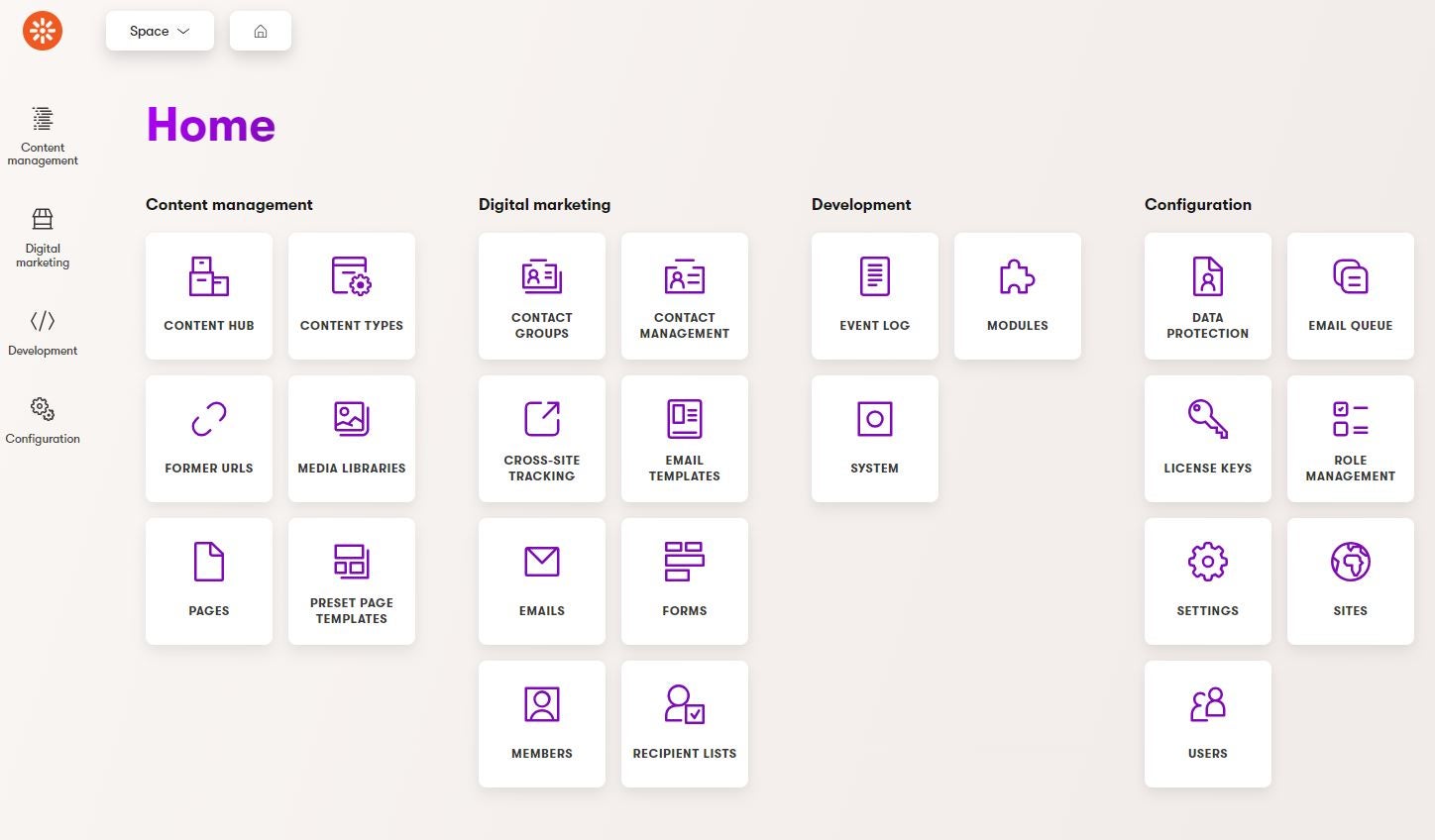 Xperience by Kentico Administration Interface