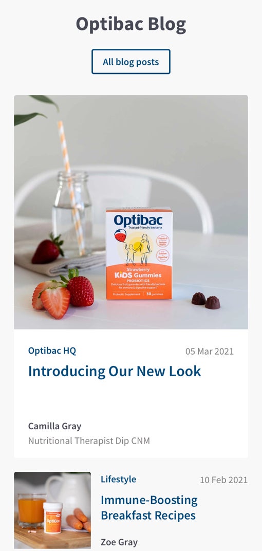 Optibac article content design