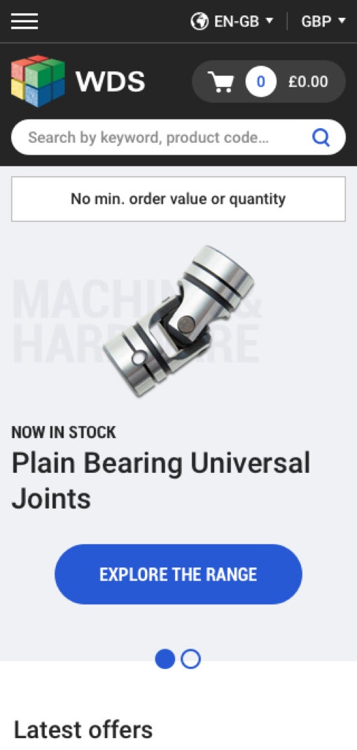 WDS homepage mobile design