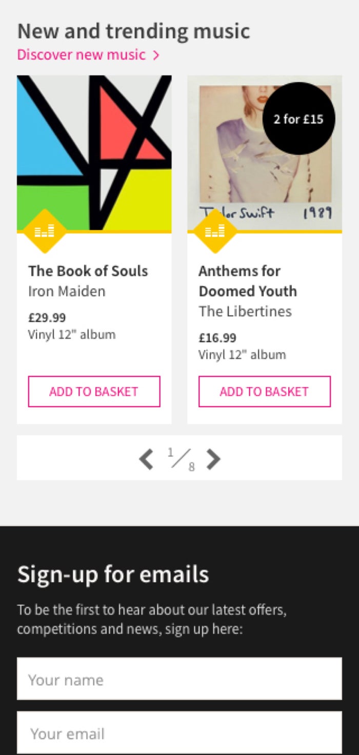 hmv product carousel designs