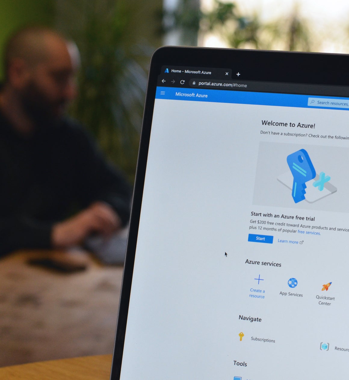 Azure hosting dashboard open on a laptop