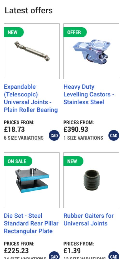 WDS product listing page design