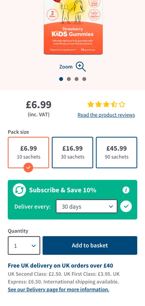 Optibac subscribe and save design