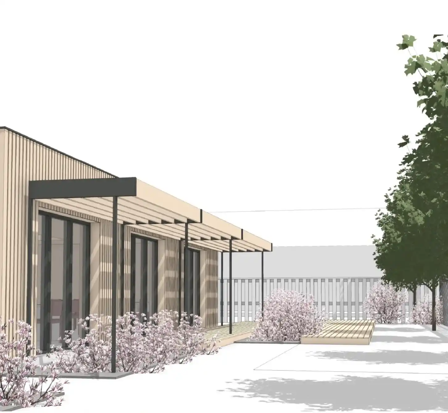 Artist rendering of the rear elevation of Ridgeway's Hanborough office.