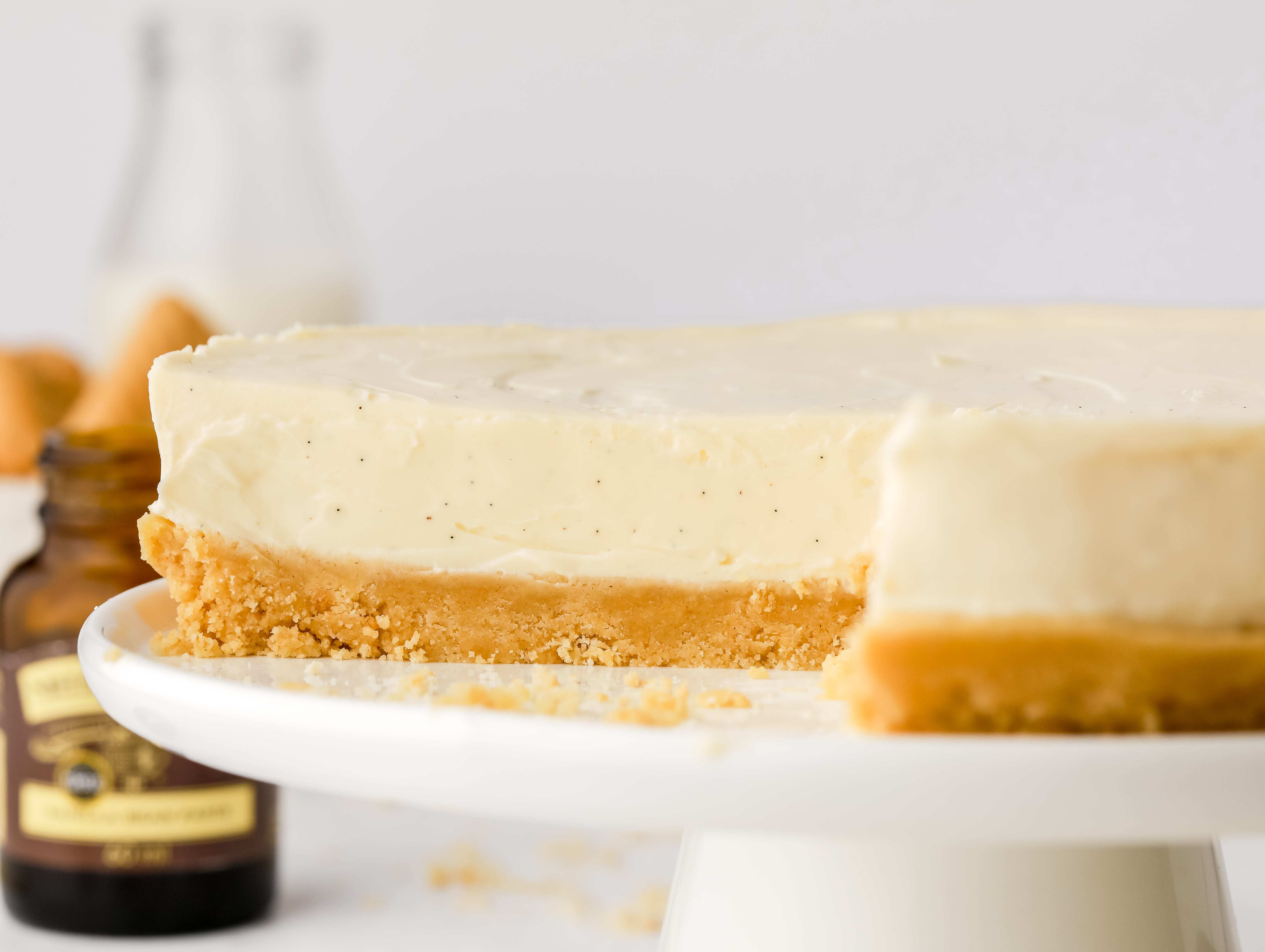 Close up of the inside of a vanilla cheesecake