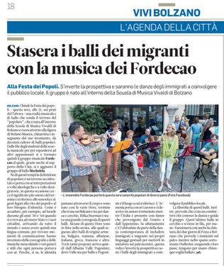 Articolo di giornale su Fordecao (Foto: Vivaldi)