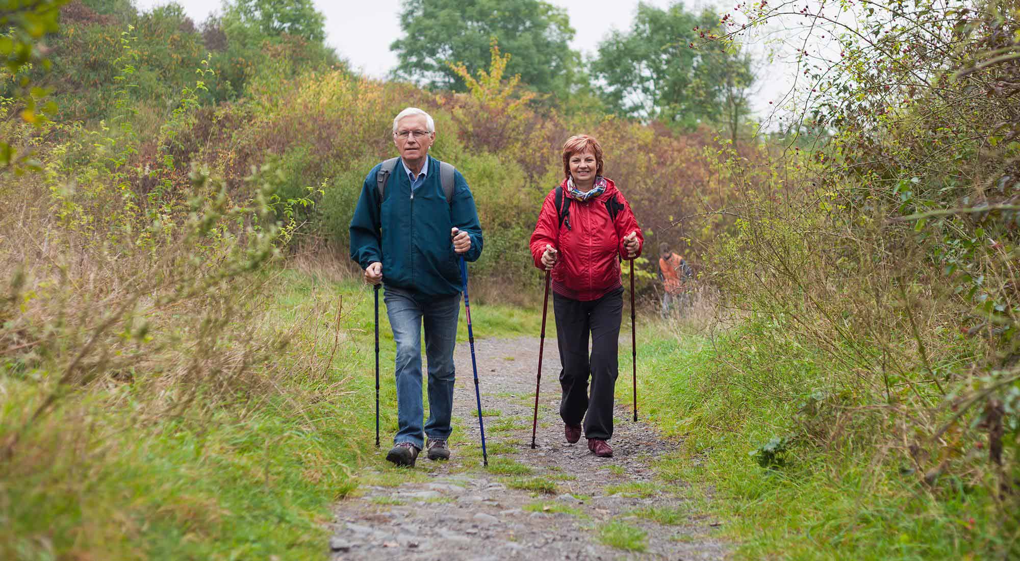 Old shop people hiking