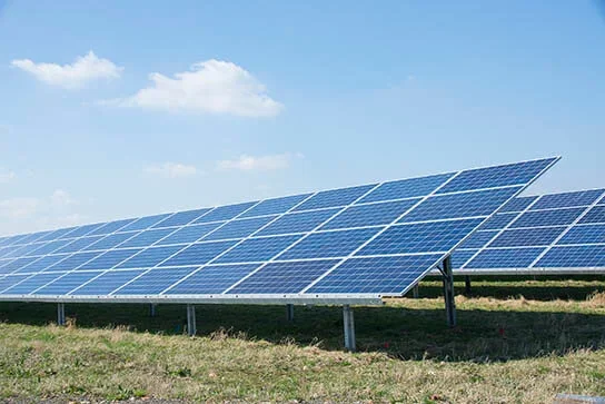 A row of soalr panels used to power a business park