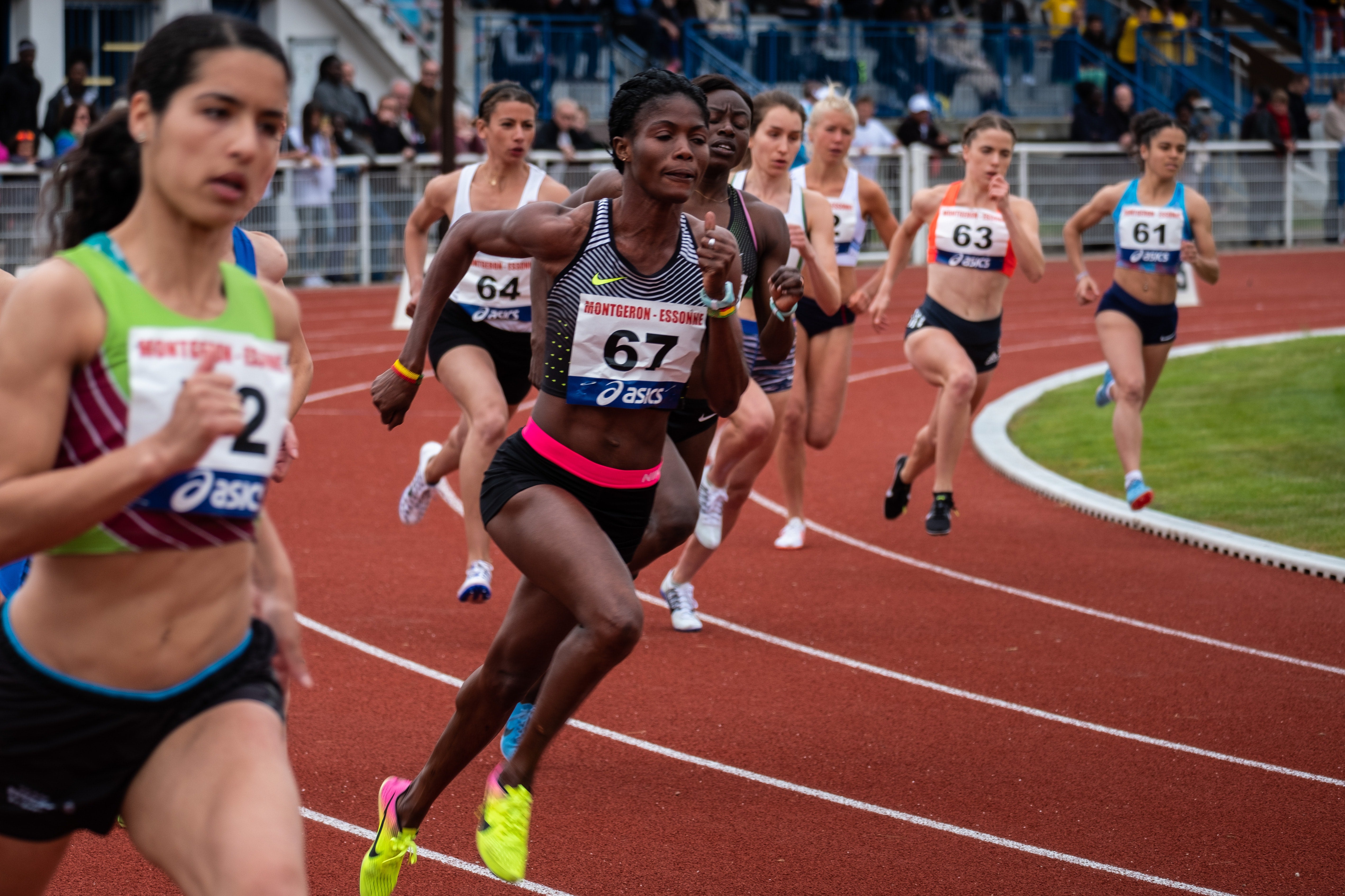 Female sprinters on the track