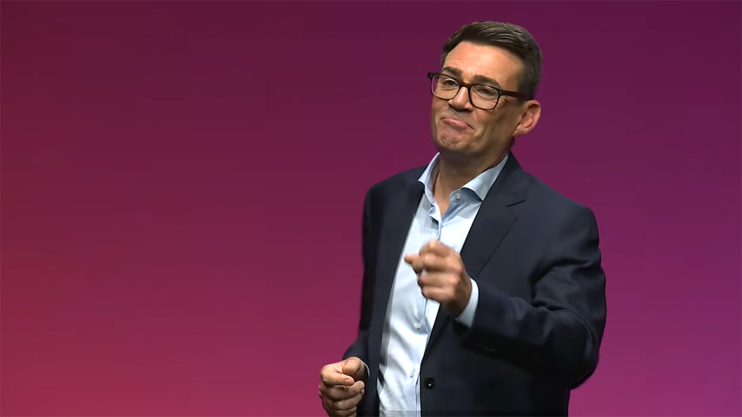 Andy Burnham speaking at Labour Party Conference