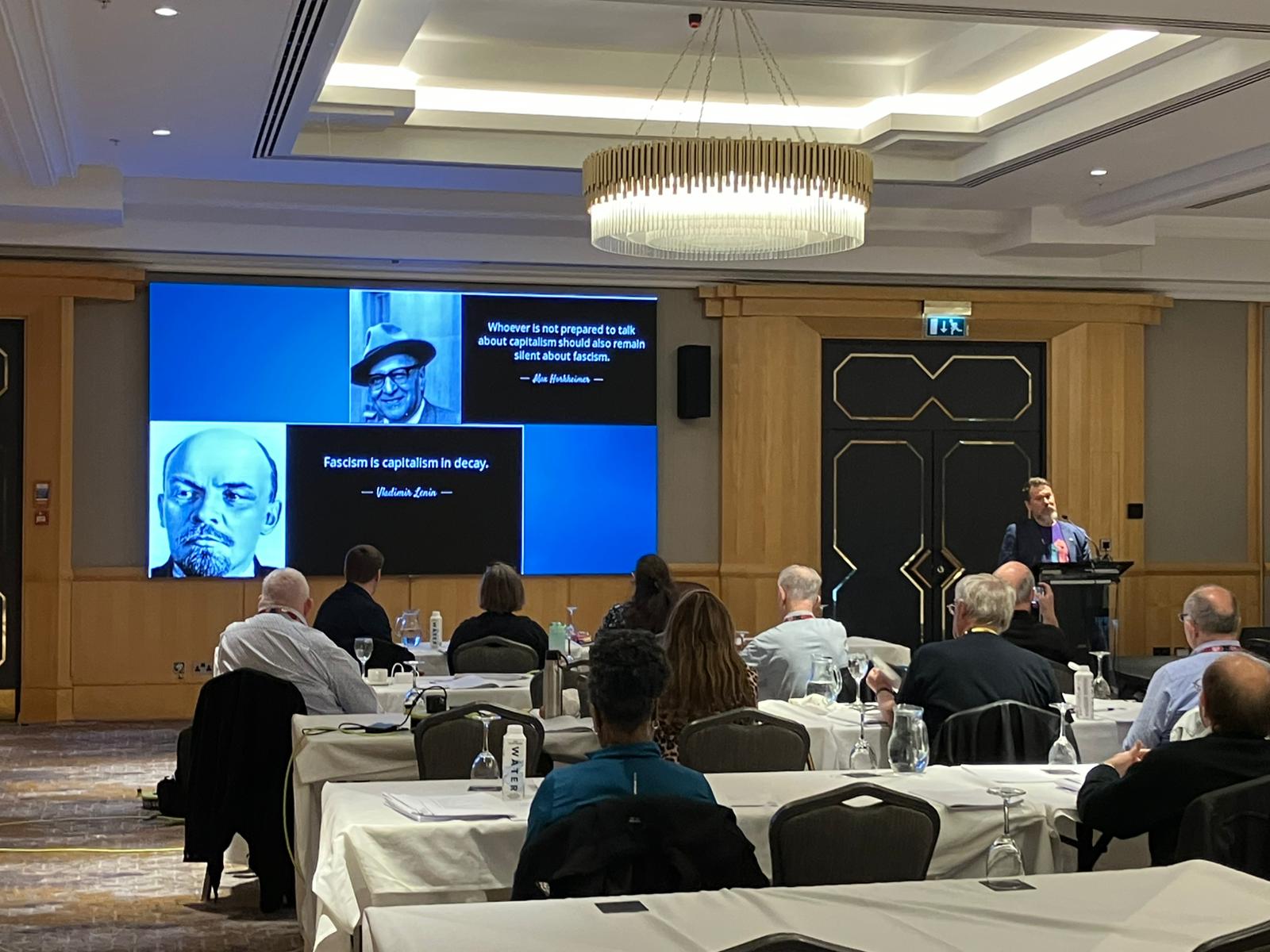 Professor John Barry addressing conference. 