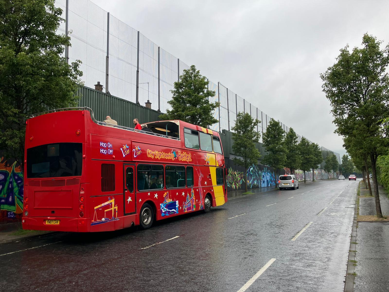 The TSSA tour bus in Belfast. 