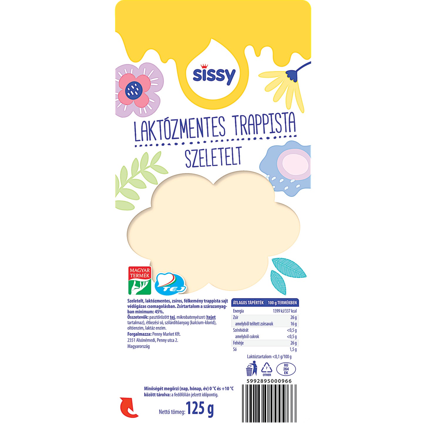SISSY LAKTÓZMENTES SZELETELT TRAPPISTA 125G