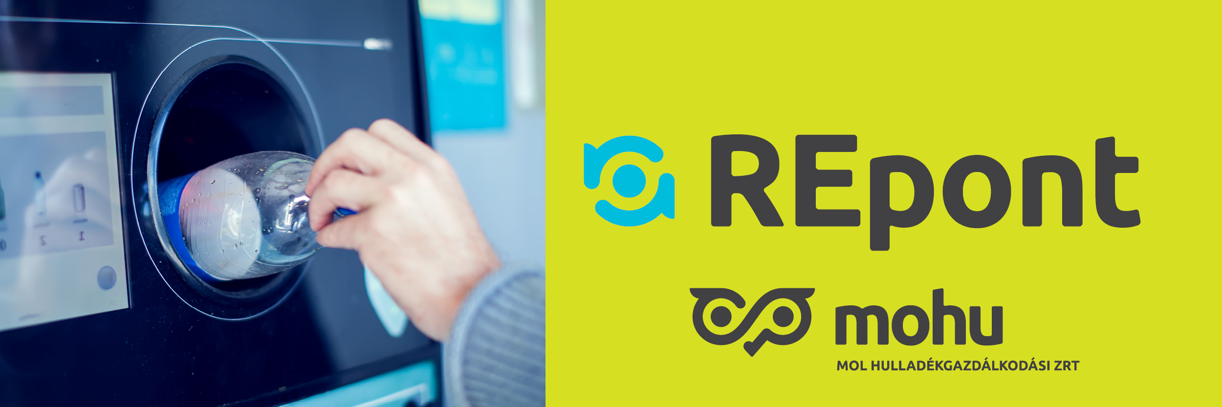 REPONT MOHU MOL Hulladékgazdálkodási Zrt. Az automatában éppen egy palackot helyeznek be