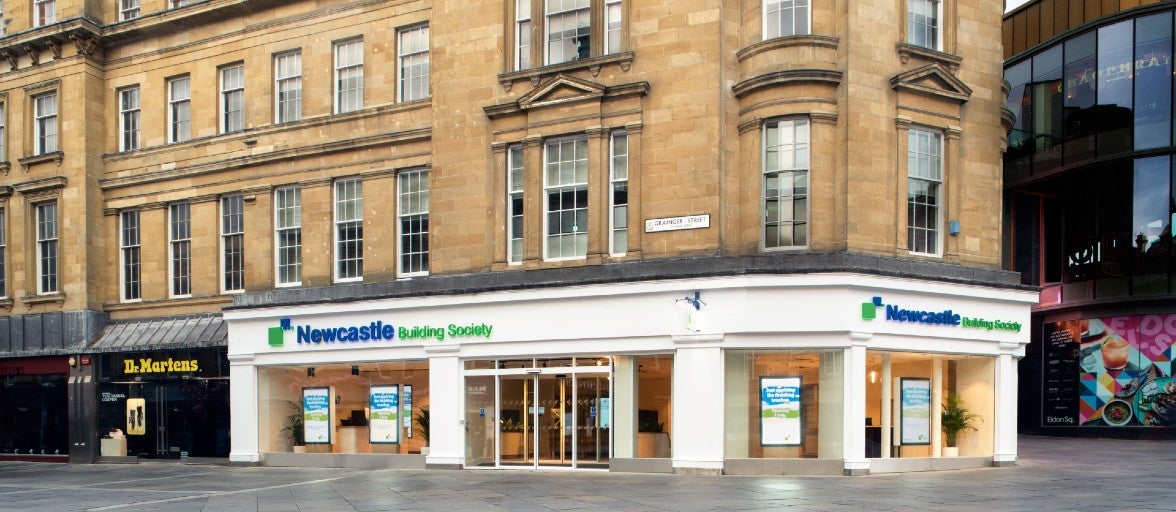 Exterior photo of Newcastle Building Society's Monument branch.