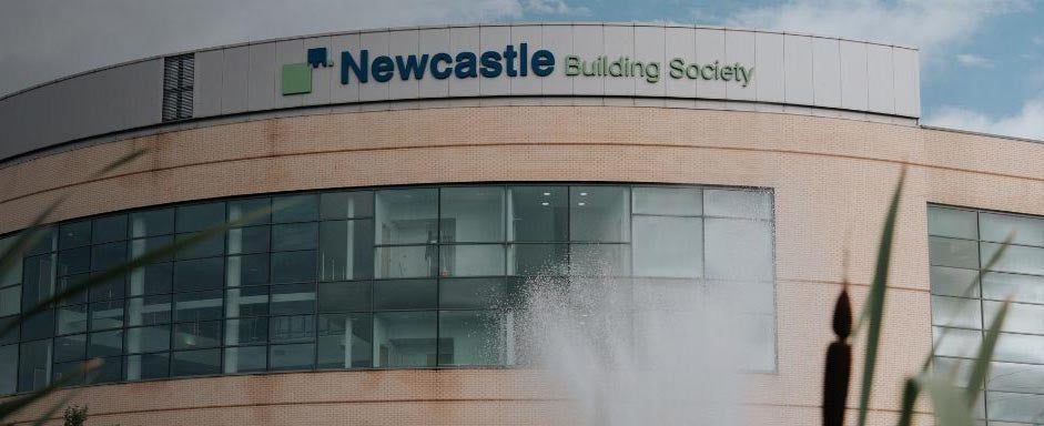 A close up picture of the outside of Newcastle Building Society's head office at Cobalt Business Park.