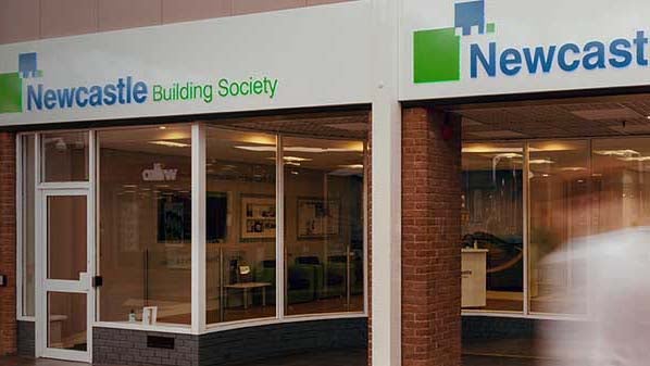 Exterior photo of Newcastle Building Society's Cramlington branch. 