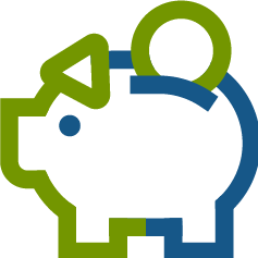 A logo of a piggy bank