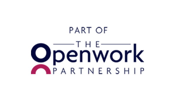 Blue and pink text reading, Part of the Openwork partnership. 