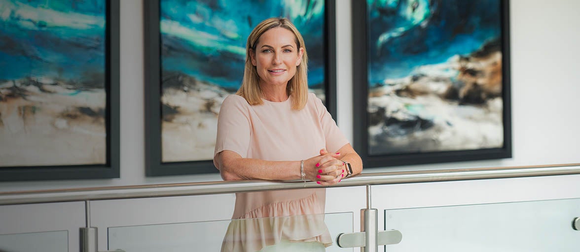 Executive member, Karen Brewerton, stood in Newcastle Building Societies head office. 