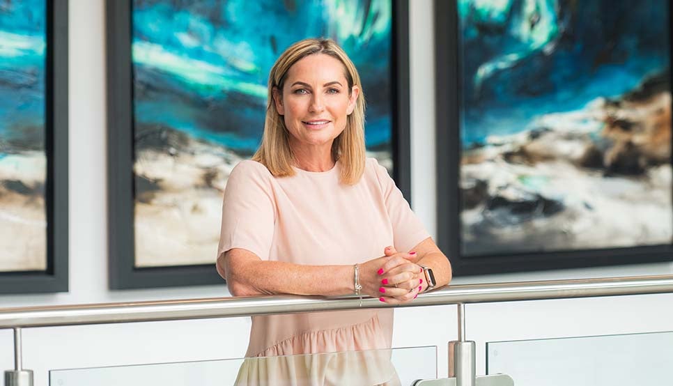 Executive member, Karen Brewerton, stood in Newcastle Building Societies head office. 