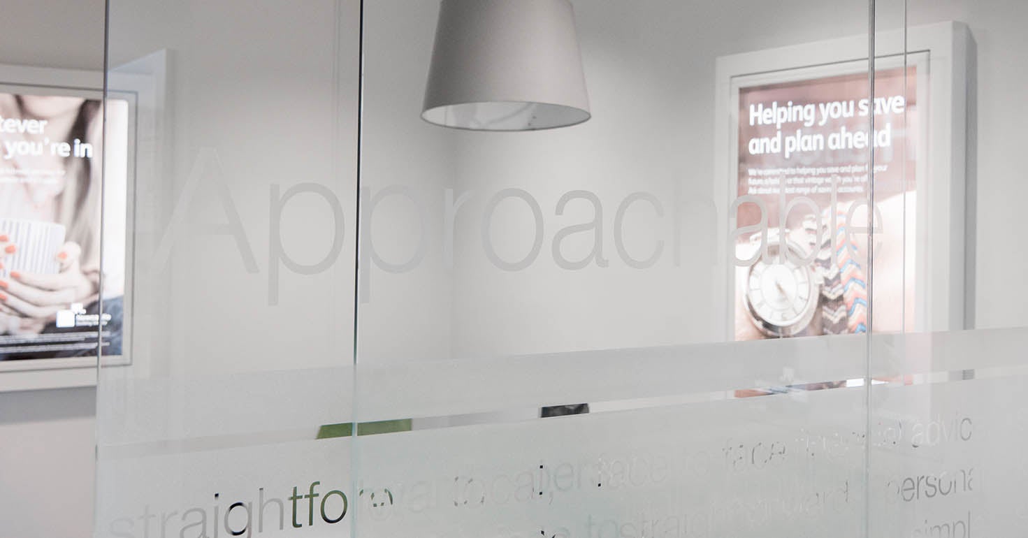 Interior photo of Newcastle Building Society, Barnard Castle branch.