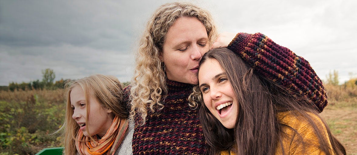 Mother with two daughters