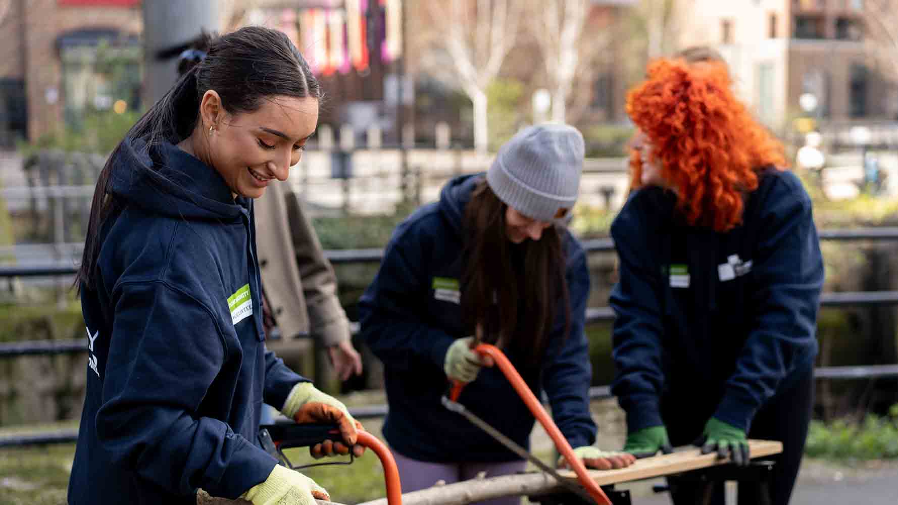 A group of Newcastle Building Society colleagues volunteering at Ouseburn Trust. 