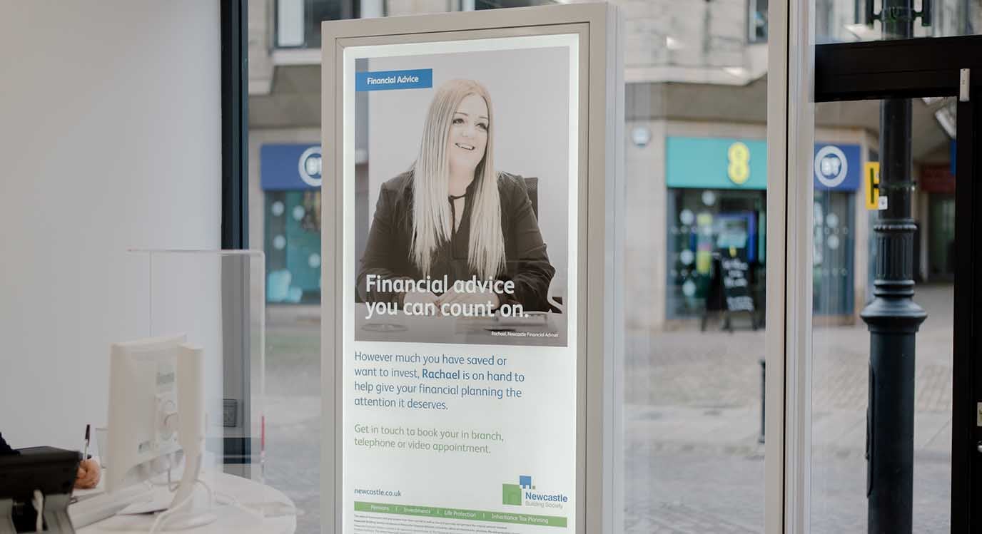 Interior photo of Newcastle Building Society, Bishop Auckland branch.