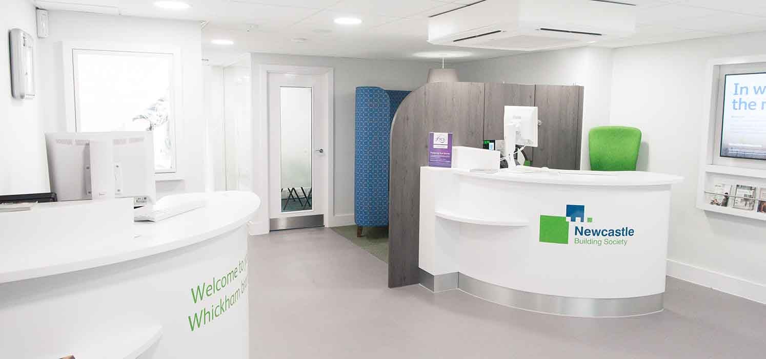 Interior photo of Newcastle Building Society, Whickham branch.