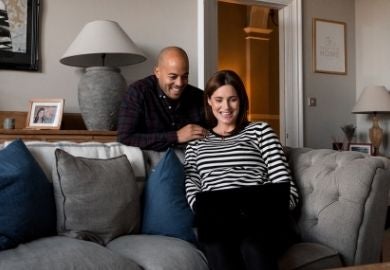 A couple in their living room