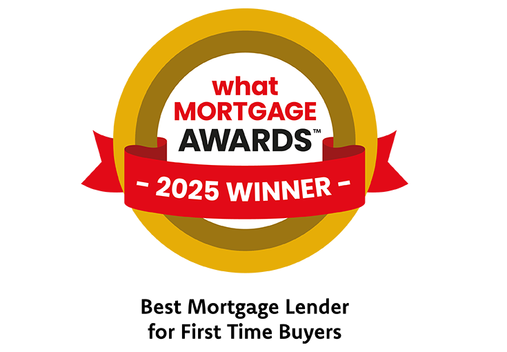 Logo reading, What Mortgage Awards - 2025 winners, Best Mortgage Lender for First Time Buyers. 